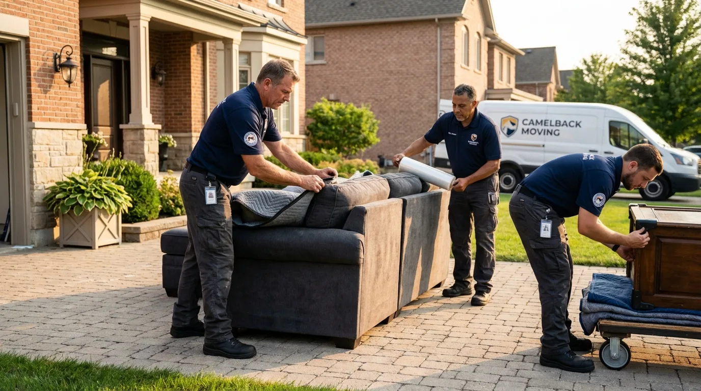 Large estate moving crew wrapping furniture in Sarcoxie, MO